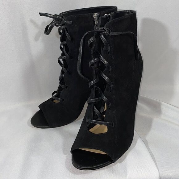 SAM EDLEMAN YVIE BOOTY SUEDE FRONT LACED BLACK - Picture 2 of 9